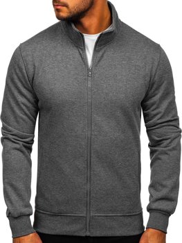 Antracito spalvos vyriškas užsegamas džemperis stačia apykakle Bolf B2002