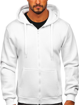 Baltas vyriškas storas užsegamas džemperis su gobtuvu Bolf 2008