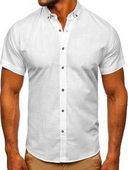 Balti vyriški marškiniai trumpomis rankovėmis Bolf 20501