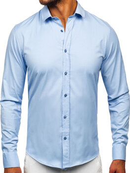 Elegantiški vyriški marškinėliai ilgomis rankovėmis Mėlyna Bolf 24702