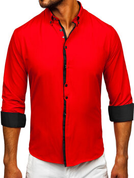 Elegantiški vyriški marškinėliai ilgomis rankovėmis Raudona Bolf 24701