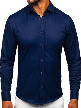 Elegantiški vyriški marškinėliai ilgomis rankovėmis Tamsiai mėlyna Bolf 24702