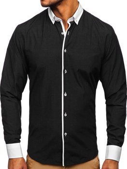Elegentiški vyriški marškiniai ilgomis rankovėmis juodi Bolf 2782