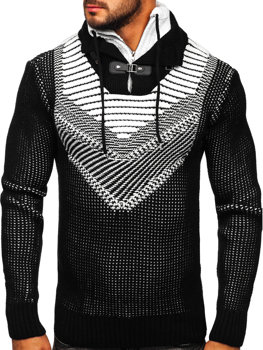 Juodas storas vyriškas megztinis stačia apykakle Bolf 2027