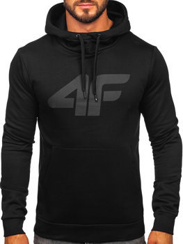 Juodas vyriškas džemperis su gobtuvu ir paveikslėliu 4F M353
