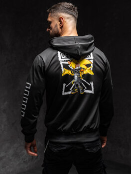 Juodas vyriškas džemperis su paveikslėliu ir gobtuvu Bolf HM611A1
