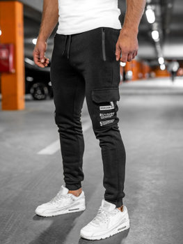 Juodos pašiltintos vyriškos jogger cargo kelnės Bolf HW2207