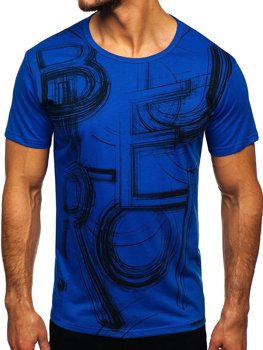 Mėlyni vyriški marškinėliai su paveikslėliu Bolf KS2525T