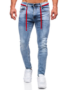 Mėlynos vyriškos džinsinės kelnės skinny fit Bolf KX555-1