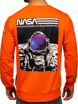 Oranžinis vyriškas džemperis su paveikslėliu be gobtuvo Bolf 6476