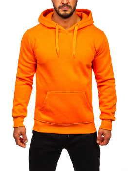 Oranžinis vyriškas komplektas, džemperis su gobtuvu ir kengūros kišene Bolf D002