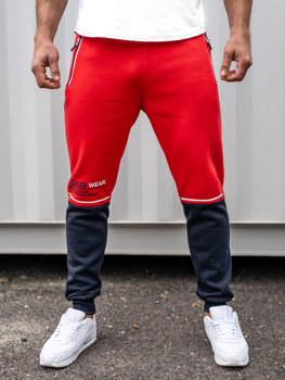 Pantaloni de trening roșii cu imprimeu Bolf AM85A