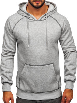 Pilkas vyriškas džemperis su gobtuvu Bolf 8B152