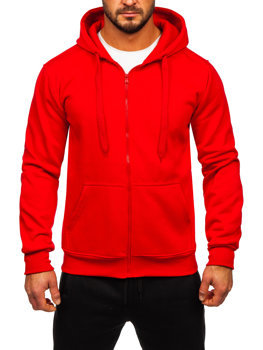 Raudonas vyriškas sportinis komplektas, džemperis su gobtuvu užsegamu užtrauktuku Bolf D004