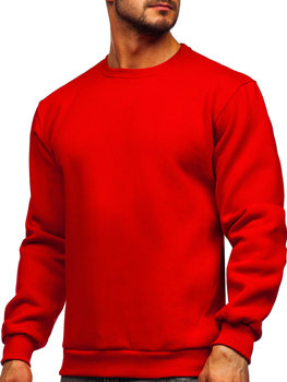 Raudonas vyriškas storas džemperis be gobtuvo Bolf 2001