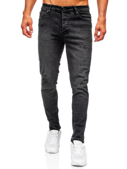 Slim Fit vyriški džinsai Juoda Bolf 6498