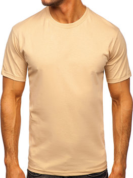 Smėlio spalvos vyriški medvilniniai marškinėliai be paveikslėlio Bolf 192397