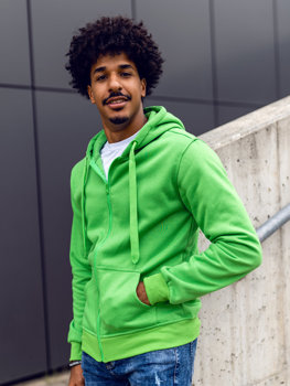 Šviesiai žalias vyriškas džemperis su gobtuvu Bolf 2008A