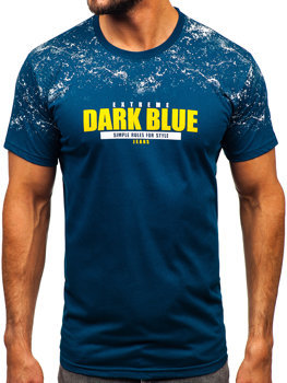 Tamsiai mėlyni medvilniniai vyriški marškinėliai Bolf 14725