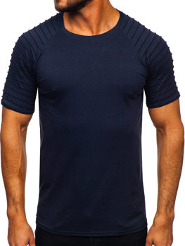 Tamsiai mėlyni vyriški marškinėliai be paveikslėlio Bolf 8T88
