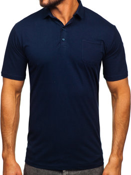 Tamsiai mėlyni vyriški medvilniniai polo marškinėliai Bolf 143006