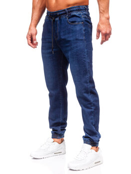 Tamsiai mėlynos spodnie vyriškos džinsinės jogger kelnės Bolf 8130