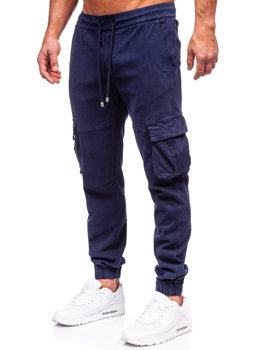 Tamsiai mėlynos vyriškos džinsinės jogger cargo kelnės Bolf MP0105BS