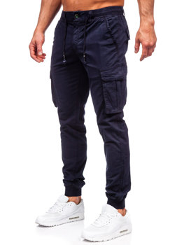 Tamsiai mėlynos vyriškos džinsinės jogger cargo kelnės Bolf ZK7812