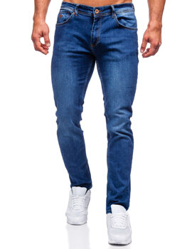 Tamsiai mėlynos vyriškos džinsinės kelnės regular fit Bolf 4956