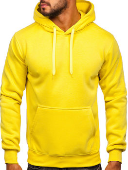 Vyriškas džemperis su gobtuvu ir kengūros kišene šviesiai geltonas Bolf 2009-33