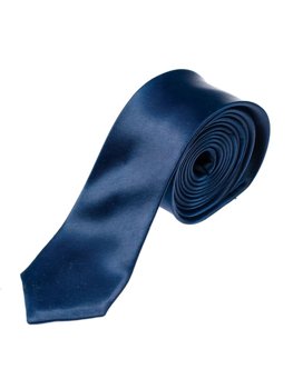 Vyriškas elegantiškas kaklaraištis tamsiai mėlynas siauras Bolf K001