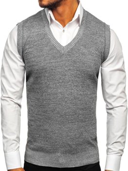 Vyriškas megztinis be rankovių pilkas Bolf 8121