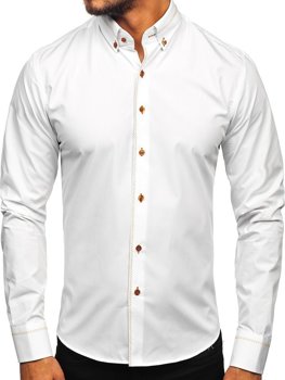 Vyriški elegantiški marškiniai ilgomis rankovėmis balti Bolf 6964