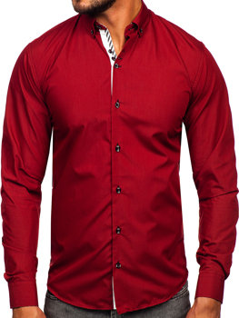 Vyriški elegantiški marškiniai ilgomis rankovėmis bordiniai Bolf 5796-1