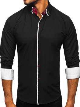 Vyriški elegantiški marškiniai ilgomis rankovėmis juodi Bolf 2767-1
