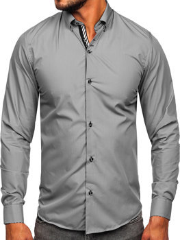 Vyriški elegantiški marškiniai ilgomis rankovėmis pilki Bolf 5796-1
