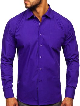 Vyriški elegantiški marškiniai ilgomis rankovėmis violetiniai Denley 0003