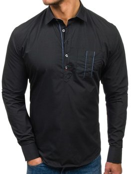 Vyriški juodi marškiniai ilgomis rankovėmis Bolf 5791