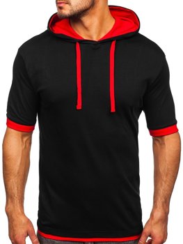 Vyriški marškinėliai be paveikslėlio juodi su raudona Bolf 08