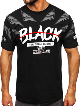 Vyriški marškinėliai su paveikslėliu juodi Bolf 14208