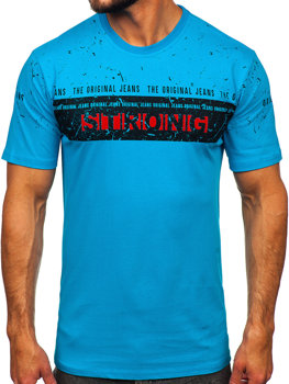 Vyriški marškinėliai su paveikslėliu turkio spalvos Bolf 14204