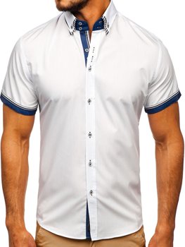 Vyriški marškiniai trumpomis rankovėmis balti Bolf 2911-1