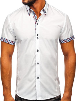 Vyriški marškiniai trumpomis rankovėmis balti Bolf 6540