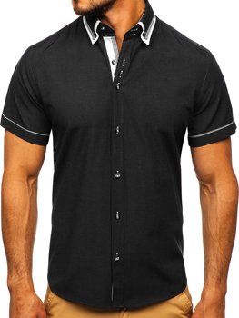 Vyriški marškiniai trumpomis rankovėmis juodi Bolf 3520