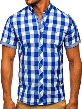 Vyriški marškiniai trumpomis rankovėmis mėlyni Bolf 6522