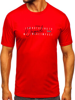 Vyriški medvilniniai marginti marškinėliai Raudona Bolf 5032
