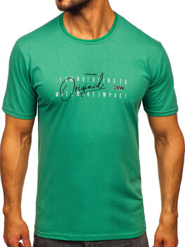 Vyriški medvilniniai marginti marškinėliai Žalias Bolf 5032