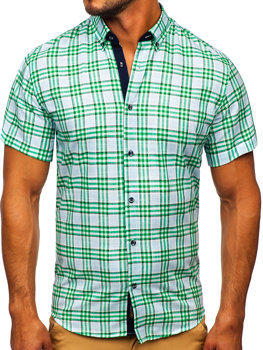 Žali vyriški marškiniai trumpomis rankovėmis Bolf 201501