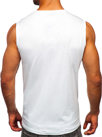 Balti marškinėliai be rankovių su paveikslėliu Bolf 14803-1