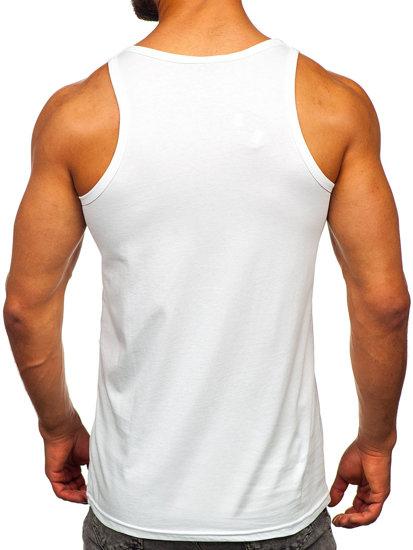 Balti marškinėliai tank top su paveikslėliu Bolf 14839